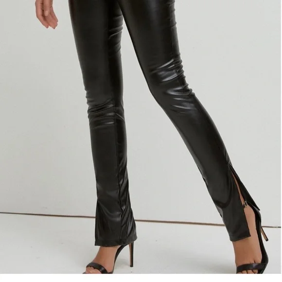 Sbetro Black Faux Leather Pants, Size Large - Picture 1 of 5